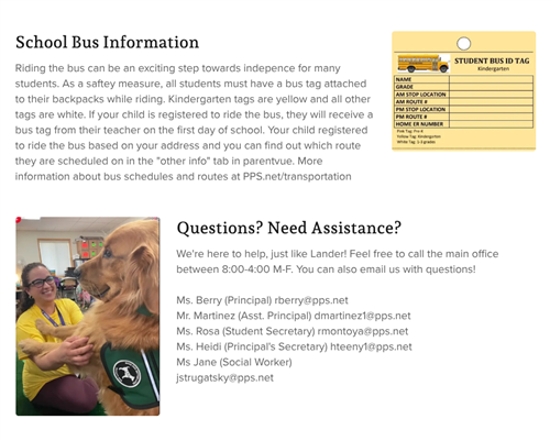 school bus info